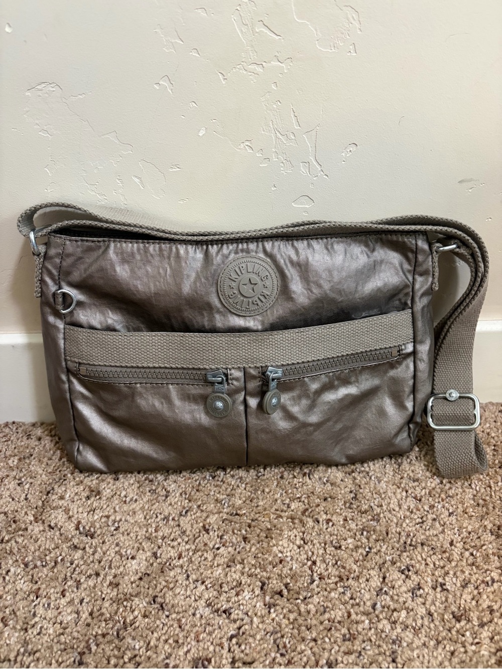 Kipling Angie Small Crossbody Bag Metallic Gray